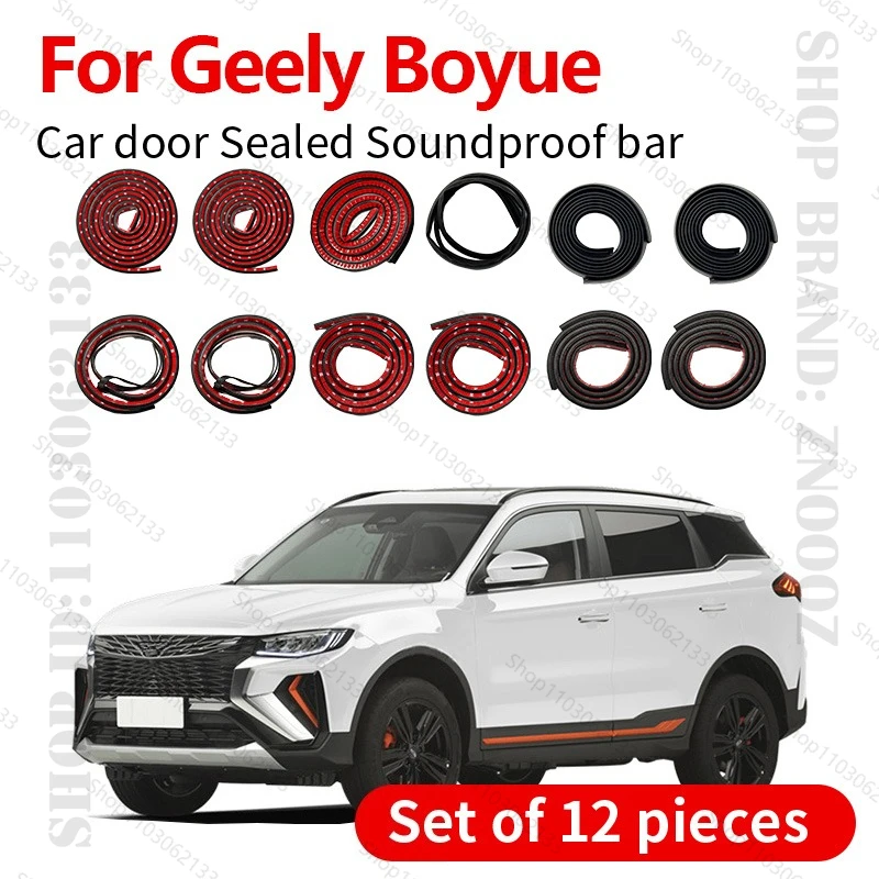 

Для Geely Boyue уплотнительная лента для двери автомобиля, резиновая двухслойная уплотнительная защита, звукоизоляционная лента, пылезащитная уплотнительная лента, набор из 12 шт.