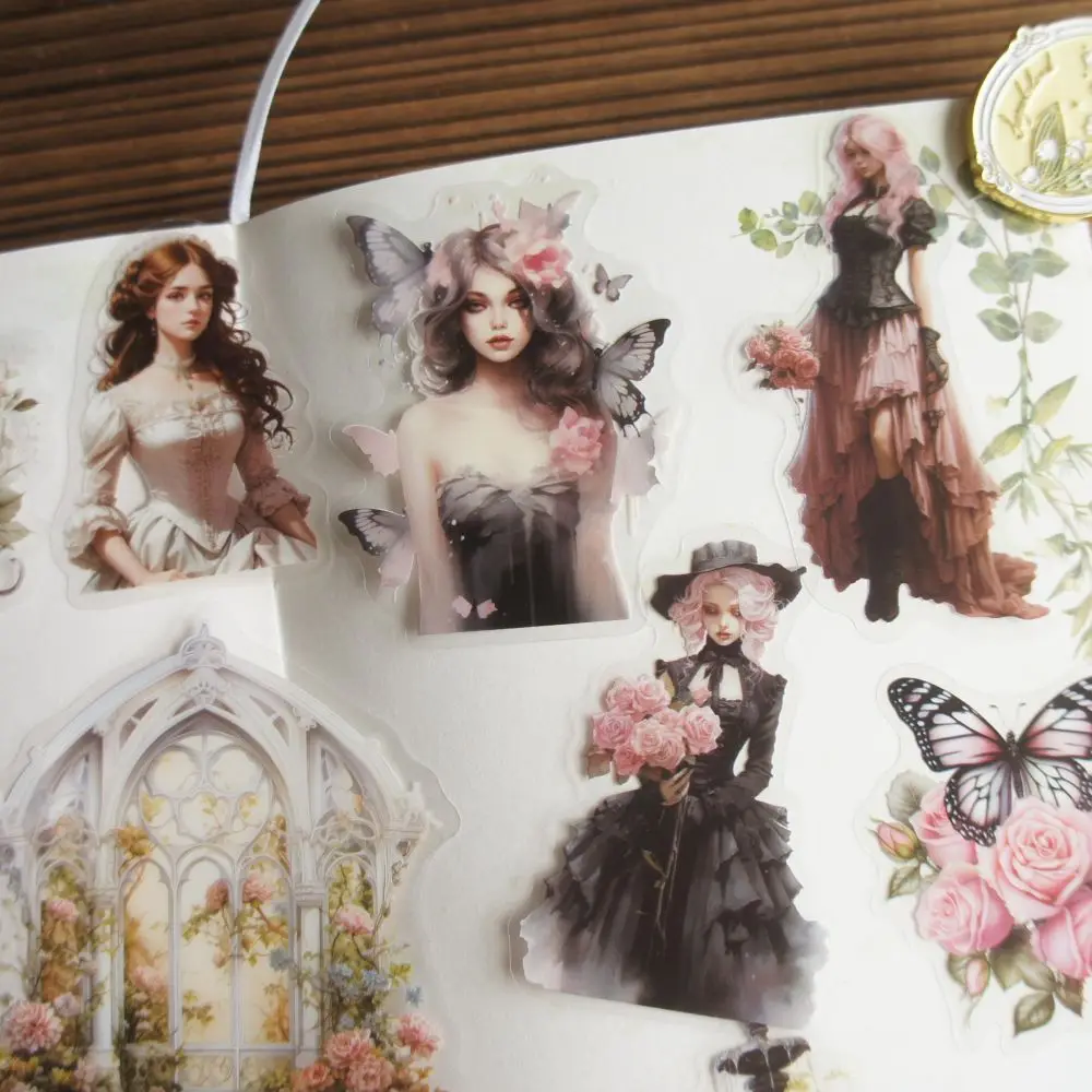 

38pcs White Black Red color Countess of Dark Fairy Tales Style PVC Sticker Scrapbooking DIY Gift Packing Label Decoration Tag