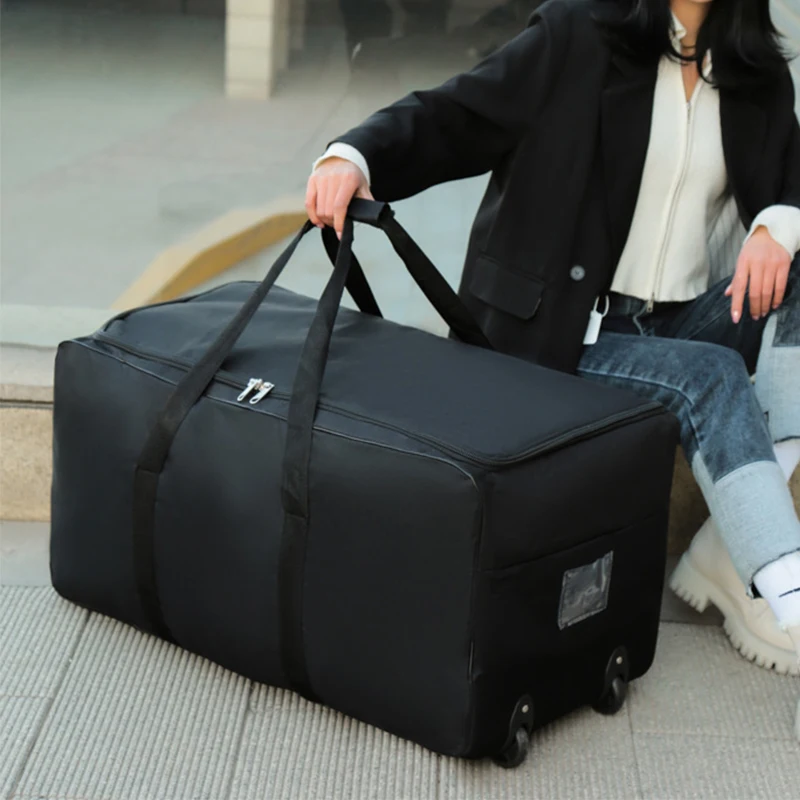 Large Capacity Trolley Bags with Wheels Foldable Luggage Wheeled Bag Travel Suitcase Waterproof Handbag Weekend Rolling Luggage