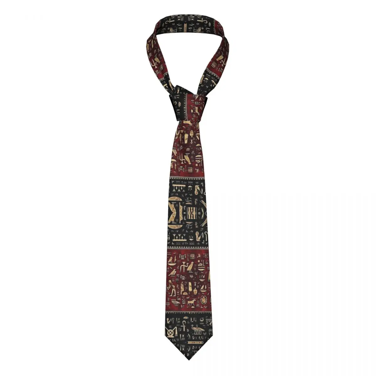 Egyptian Hieroglyphs Necktie Men Polyester 8 cm Classic Ancient Egypt Neck Ties for Mens Accessories Wedding Business