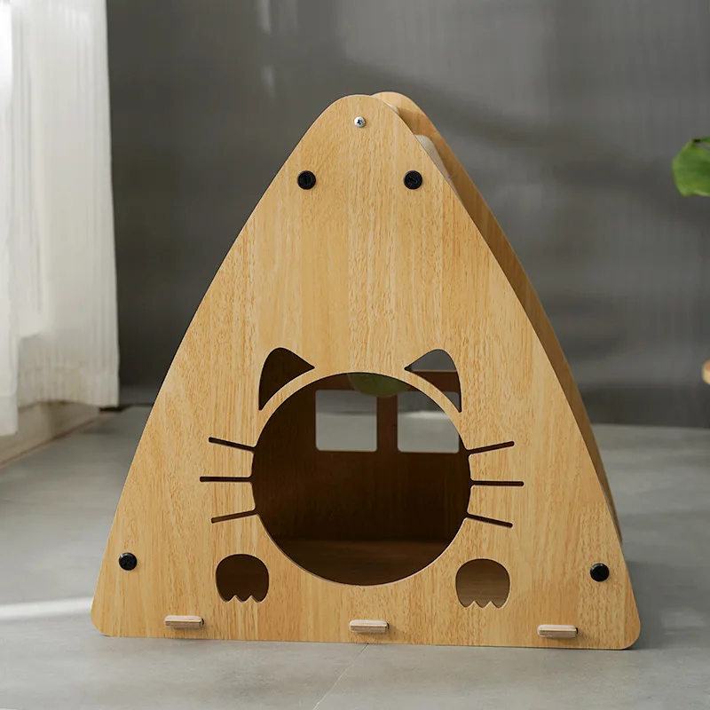 

Corrugated Paper Cat Scratching Nest, Solid Wood, Triangular Nest, Grinding Claws, Itching House, Cat Toys