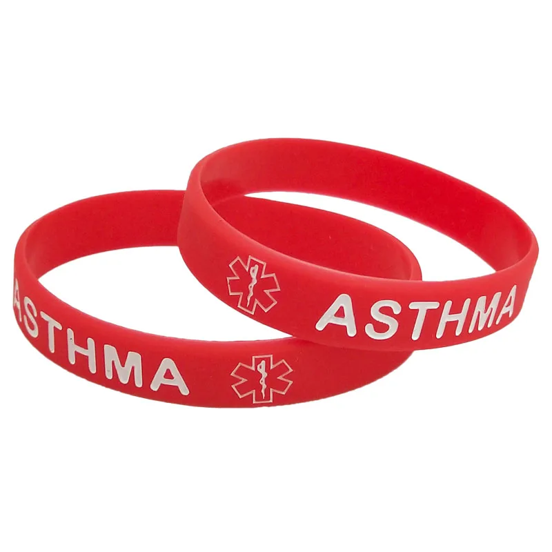 1pc ASTHMA medical alert awareness silicone wristband rubber band letter bracelet for women men custom bracelet gifts SH323