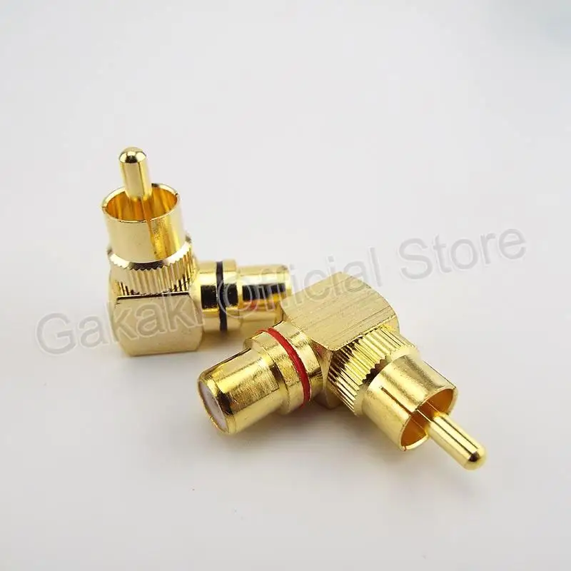 4pcs RCA Right Angle Male To Female Connector 90 Degree Plug Adapters L type F to M Audio Connectors Brass Gold Plated