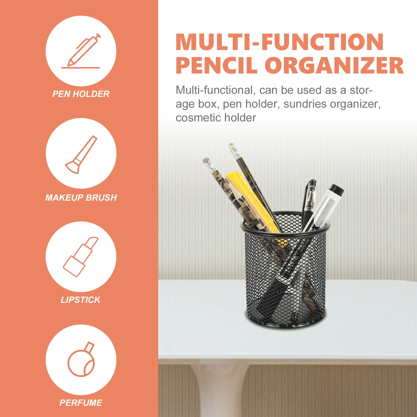 

2Pcs Prime Iron Tabletop Pen Holders Versatile Pencil Organizers Smooth Suitable For All Environments