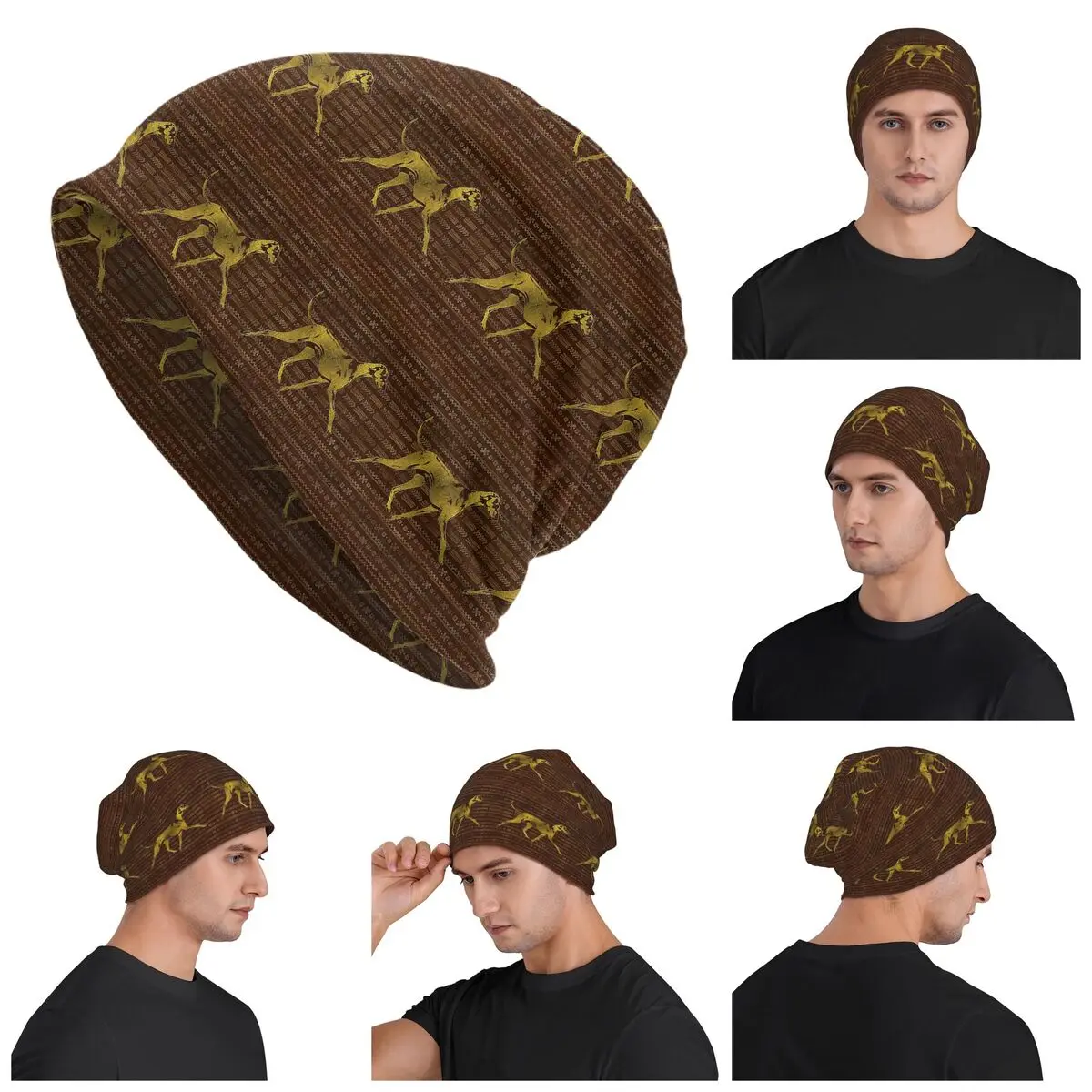 

Greyhound Whippet Sighthound Dog Azawakh On African Warm Knitted Cap Fashion Bonnet Hat Autumn Beanies Hats for Unisex Adult