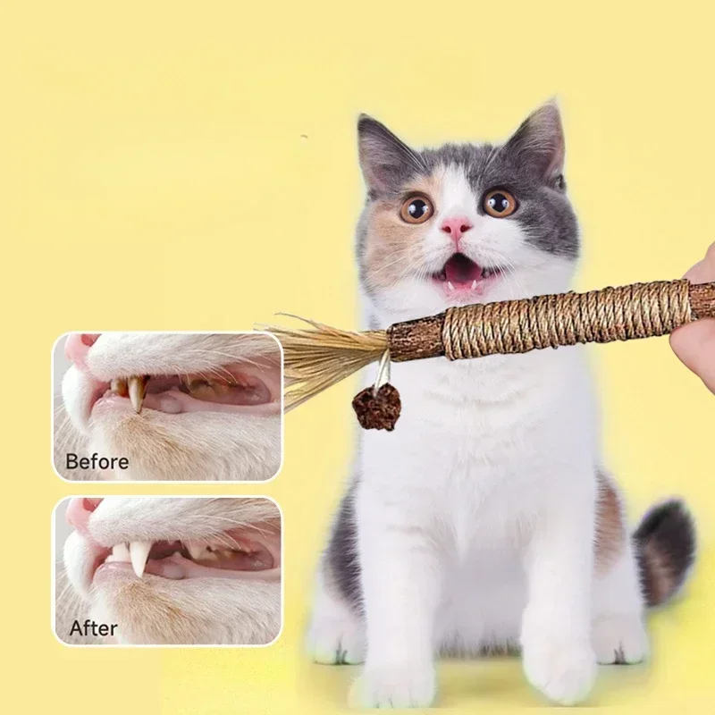 Cat Toys Cleaning Teeth Silvervine Chew Stick Pet Snacks Sticks Natural Stuff with Catnip for Kitten  Catnip Teasing Chew Toys