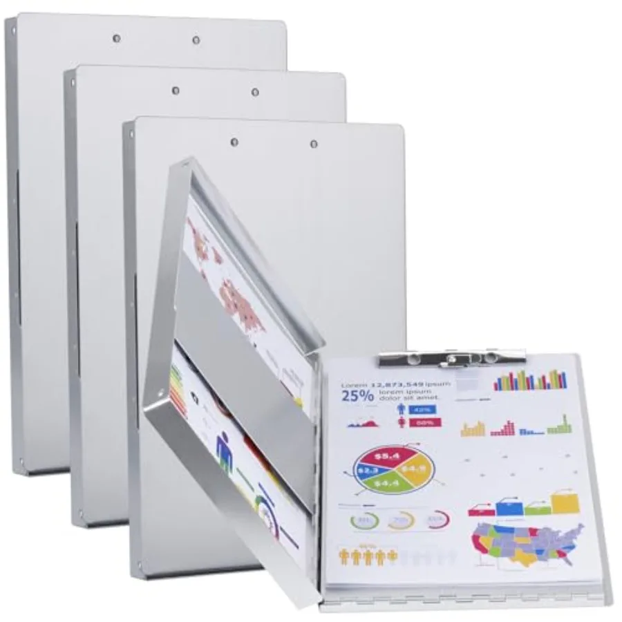 

Алюминиевый планшет-клипборд с отсеком для хранения и зажимом, из переработанных материалов, прочный, формата Letter, металлический держатель для документов для бизнеса
