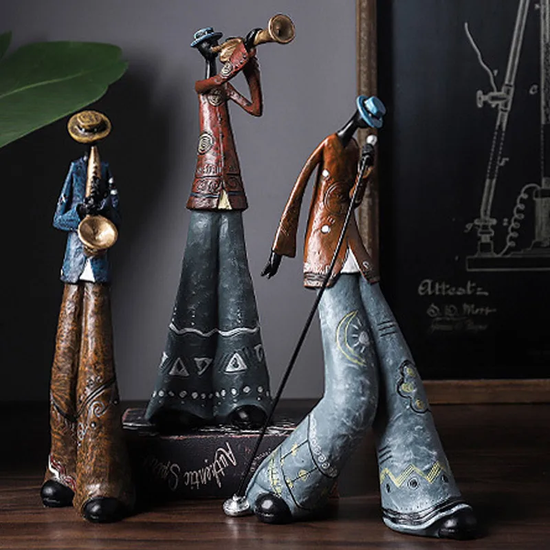 Rock Band Music Art Character Model Statue Living Room Decoration Wine Cabinet Ornaments Figurine Resin Craft Supplies