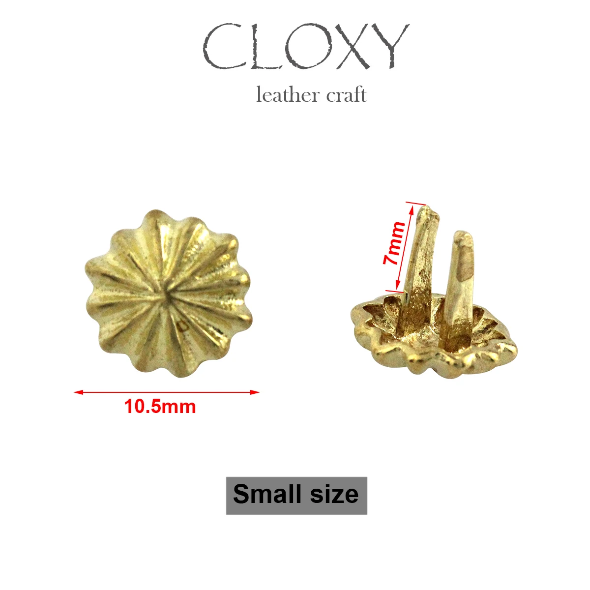 10Pcs High Quality Solid brass chrysanthemum prong conchos staples for leather bracelet belt decor Bag Strap Snap Hook 11mm/13mm