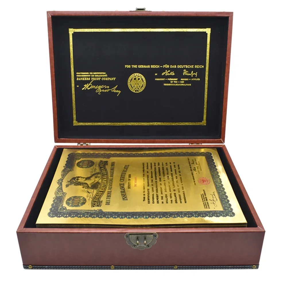 

1924 German Bonds Gold Foil Banknotes with Fluorescent Anti-counterfeiting Watermark Collection Gift Free Fast Shipping