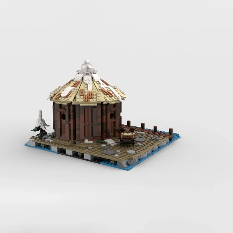 Castelo medieval modelo moc blocos de construção cabana armazenamento viking aldeia tecnologia expansão tijolo diy montagem brinquedo construção