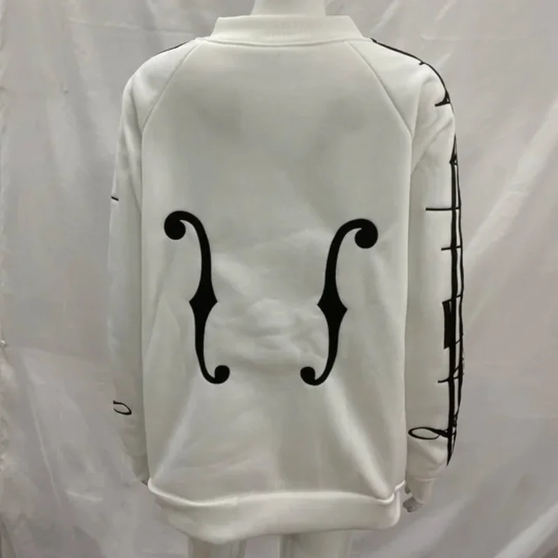 Y2K Gothic style sports cardigan, zipper hoodie, loose, casual, unisex, personalized sweater with musical note, new