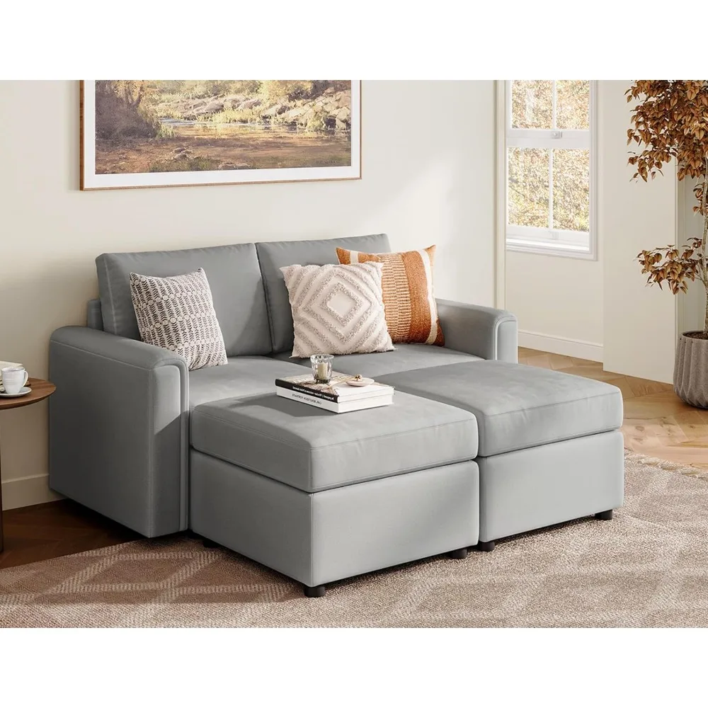 Modular Sectional Sofa, Convertible Couch with Storage, Memory Foam, Modular Couch Set with Ottomans, Small Loveseat