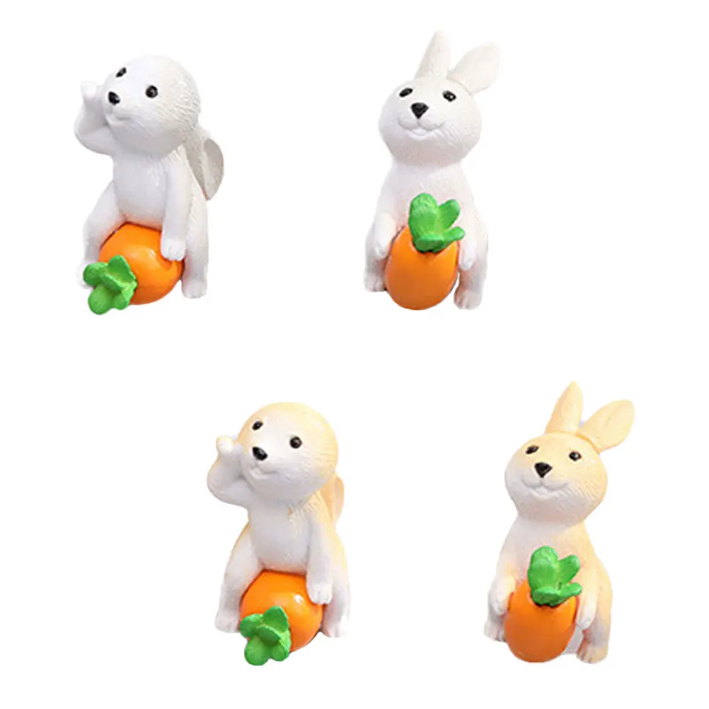 

4pcs Miniature Rabbit Decorations Plastic Small Crafts For Garden Layout Micro Landscape Ornaments Bunny Shape Figurines Garden