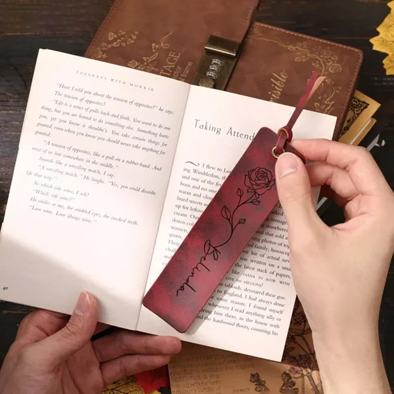 

Personalized 2pcs Leather Bookmark with Birth Month Flower Printed Name Custom Leather Bookmark for Book Lovers Christmas Gifts