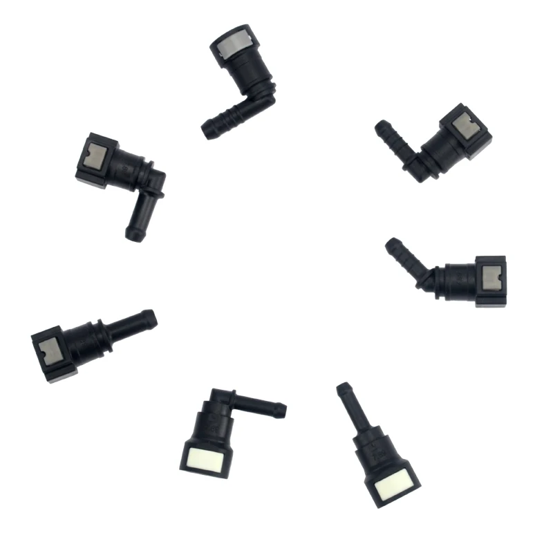 

7.89mm Fuel line Quick Connector Fuel Quick Fitting Female Connector Of 180 90 Degree with Double Button To Fuel hose ID 5.5 7.5