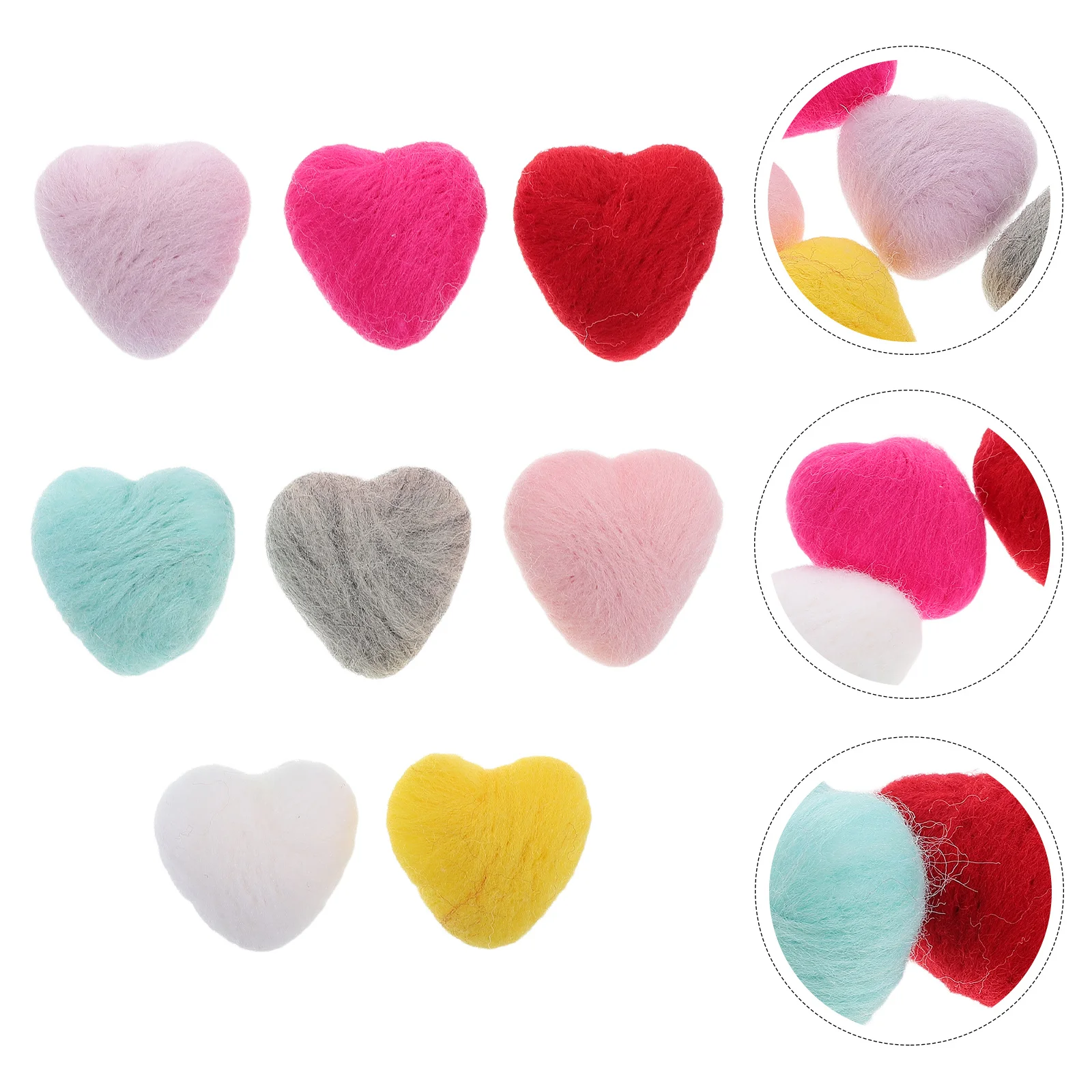 

8Pcs Handmade Heart Wool Felt Balls Soft Pompom Photo Props for Baby Nursery Decor Craft Supplies DIY Felt Hearts