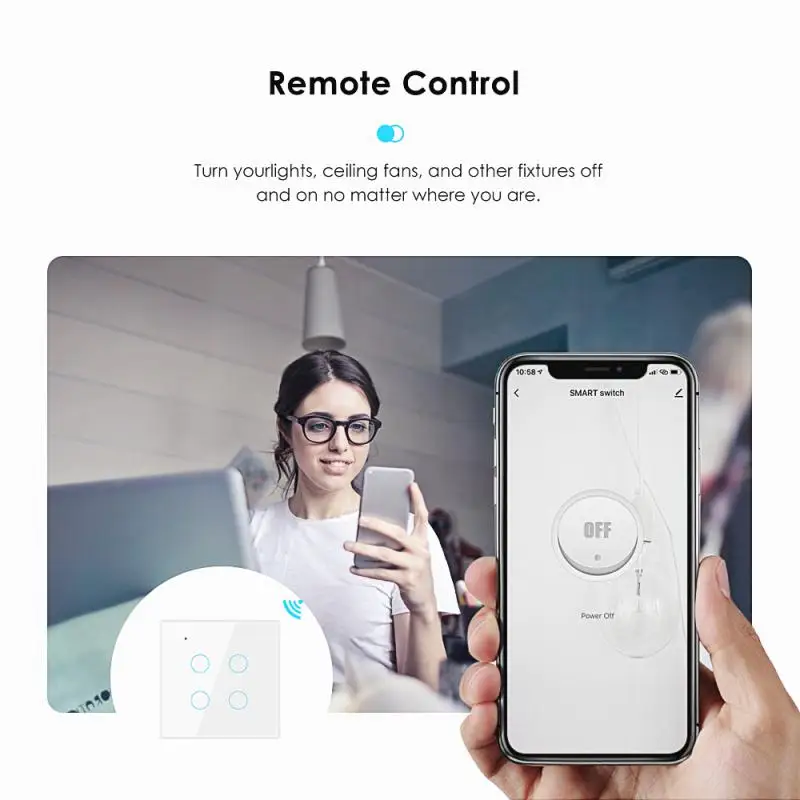 Tuya EU US Wifi Smart Touch Switch 1/2/3/4 Gang Wall Light Switch Smart Life Neutral Wire Require For Alexa Google Home Alice