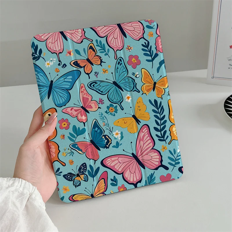

For Apple iPad Pro 2024 11 inch 2025 Air 5/4 10.9 iPad 10/8/9 9.7 10.2/10.5 mini 6/5/4 Cover Cute Butterfly Flower Tablet Case