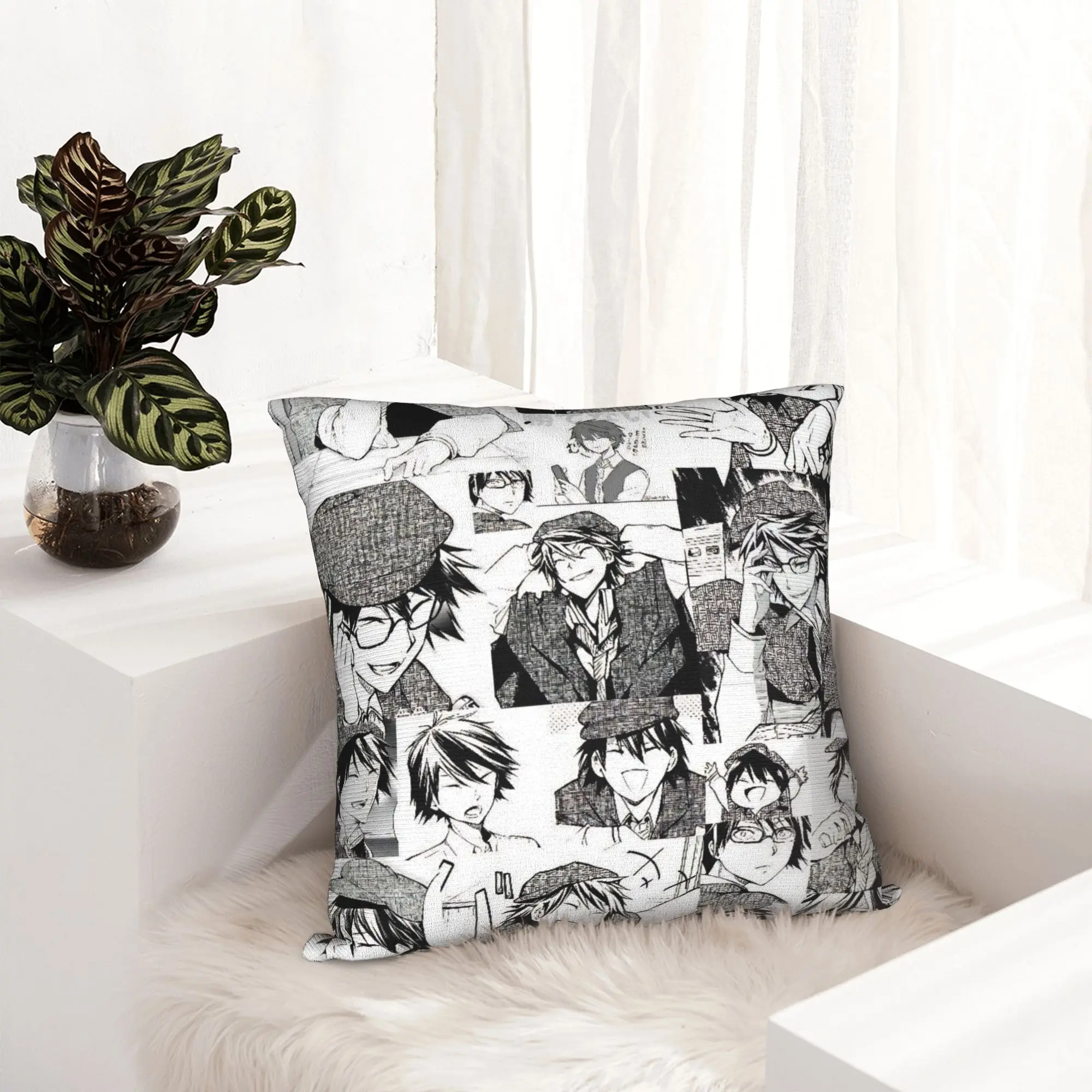 Dazai Bungo Stray Dogs Pillowcase Printed Polyester Cushion Cover Decorations  Pillow Case Cover Home Square 45X45cm