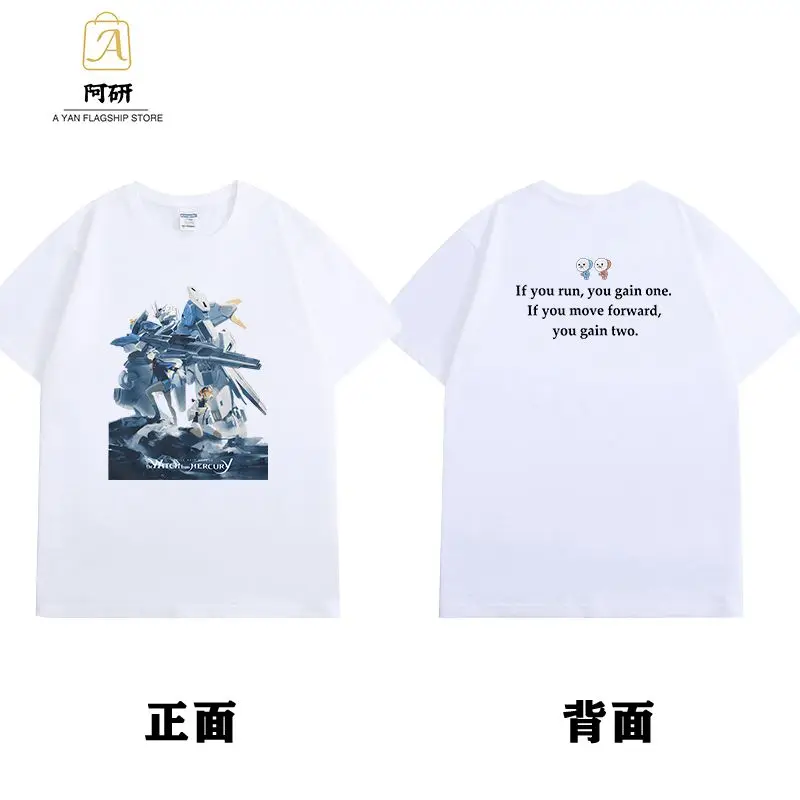 البدلة المتنقلة GUNDAM 45th الذكرى الصيف تي شيرت قصير الأكمام GUNDAM: الساحرة من الزئبق مجنح صفر بدلة كشف