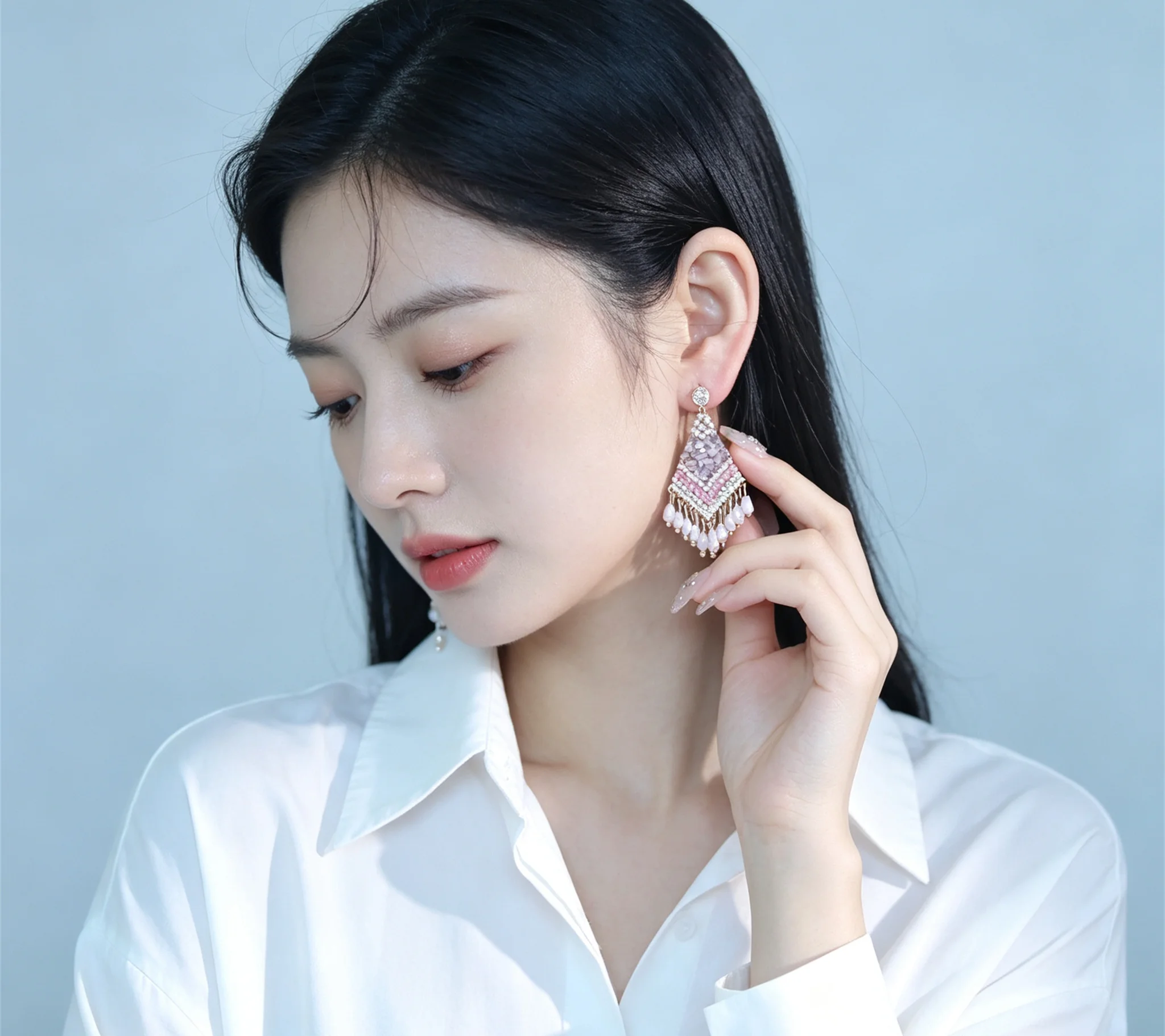 Vintage Ethnic Rhombus Tassel Drop Earrings Women Boho Style Dangle Ear Jewelry For Beach Trip Party Matching