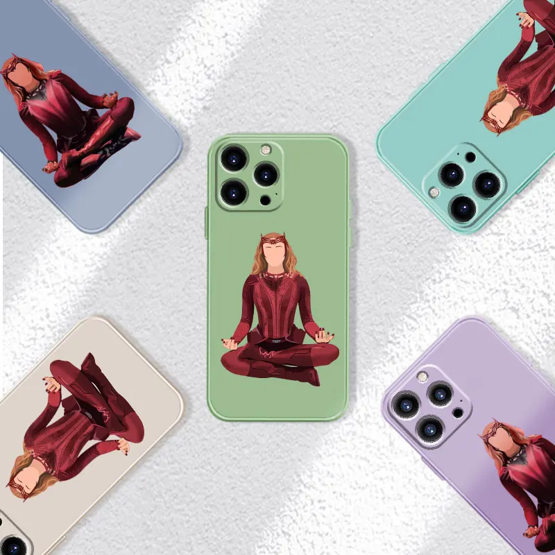 Wanda Maximoff Scarlet Witch Case for iPhone 14 13 11 12 Pro XS Max X XR 7 8 6 6S Plus Mini SE2 SE Liquid Silicone Phone Cases