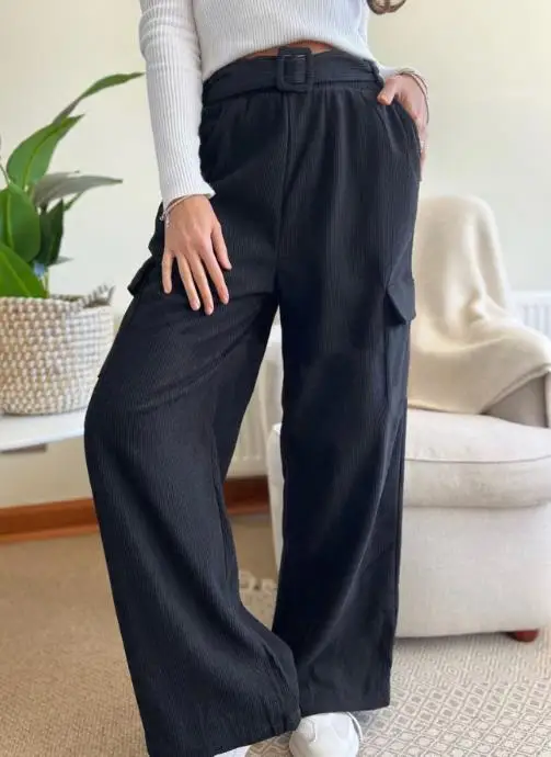 

Women's Pants 2025 New Autumn and Winter Fashion Casual Minimalist Style Loose Solid Color Corduroy Wide Leg Pants for Women