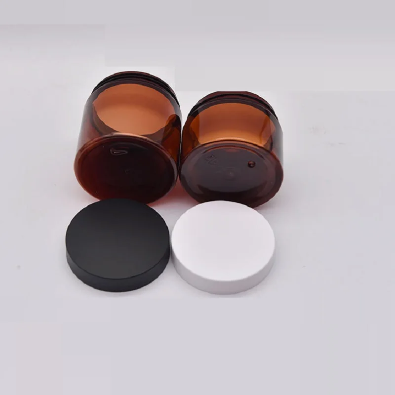 24Pcs Plastic Container Clear Brown Refillable Bottle 50g 80g 100g 120g 150g 200g 250g Matte White Black Lid Cosmetic Cream Jars