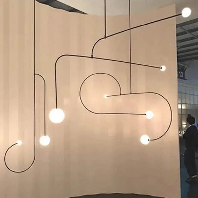 TechHPNordic Minimalist Chandelier Personalized And Creative Minimalist Geometric Line Lamp Mobile