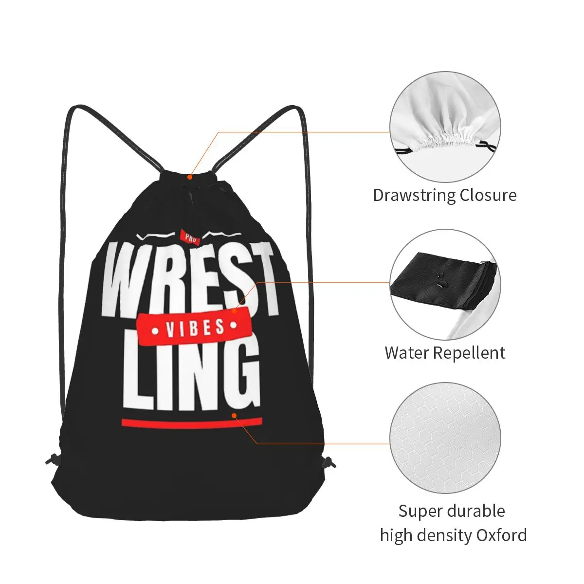 

Pro Wrestling Vibes Backpacks Portable Drawstring Bags Sports Bag Book Bags for Travel School