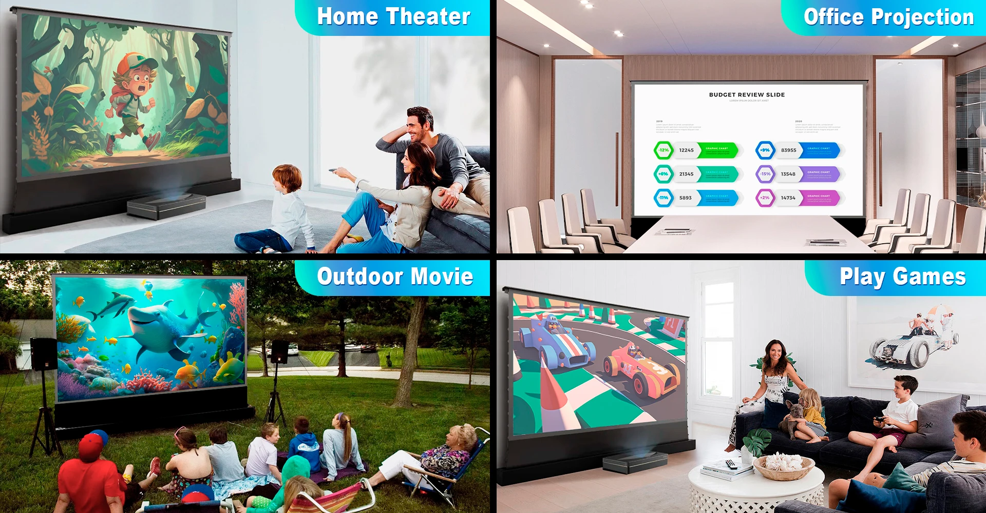 Nothing Projector Screen 4K CBSP 100 Inch For Laser Ust Projector Screen Pet Crystal Floor Rising CLR Motorized Projector Screen