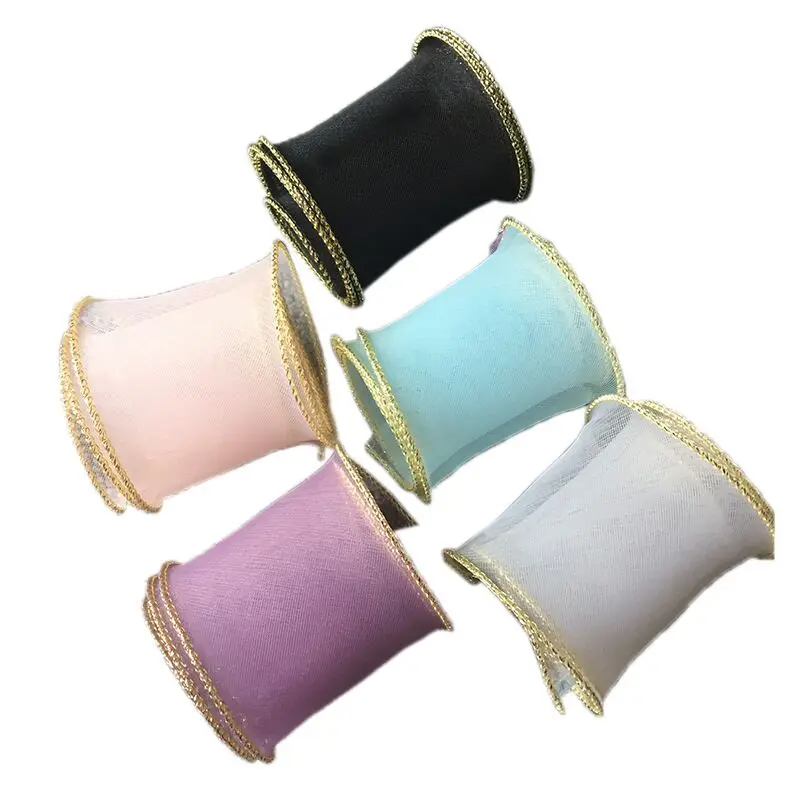 

34M 55MM Gold/Silver/Edge Tulle Cuff Ribbons DIY Handmade Material Headwear Hair bow clothing Accessories Home Crafts 5.5cm