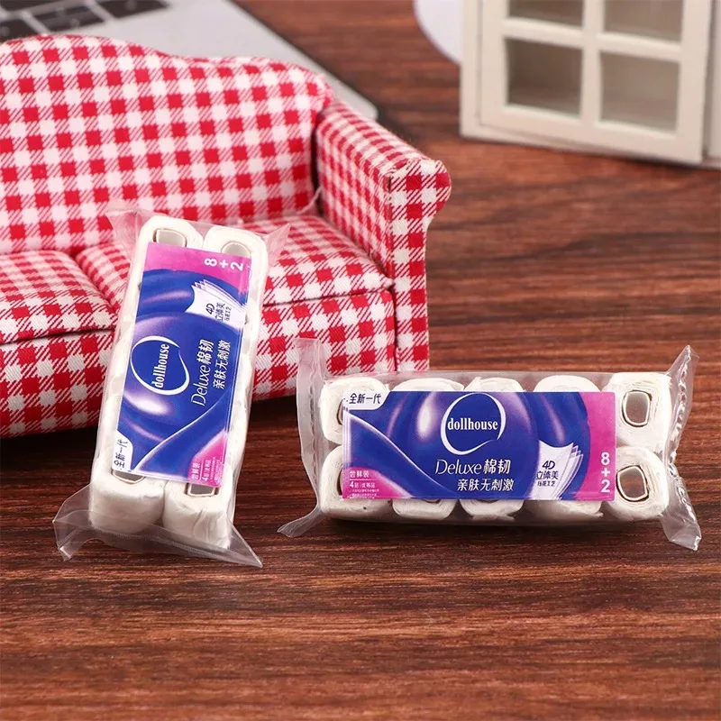 1:12 Dollhouse Miniature Toilet Hygienic Paper Towel Roll Papers Model Roll of Tissue Home Decor Toy Doll House Accessories Toys