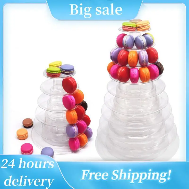 Tiers Round Macaron Tower Stand Cake Display Rack Cupcake Stand Desserts Display for Baby Shower Wedding Birthday Decoration