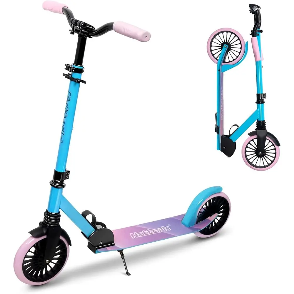

Durable Kick Scooter for Ages 6+, 240 lbs Capacity, Adjustable Height, 8 Wheels, Shock Absorption