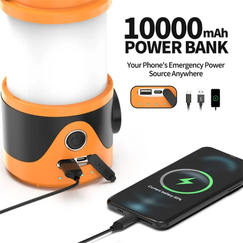 10000mAh Rechargeable Camping Light Ultra-long Battery Life Portable Lantern 12 Lighting Modes Power Bank Emergency Work Lights