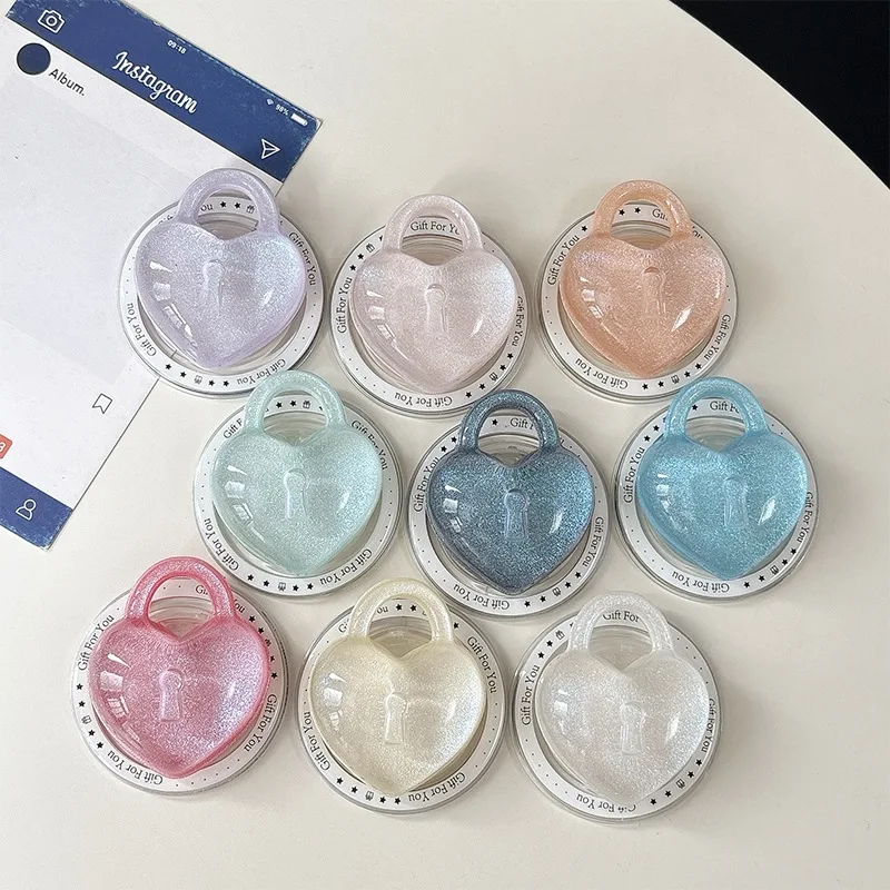 Pearl Light Heart Lock Shaped Magnetic Holder Korean Phone Stand Grip Holder Support for iPhone Samsung Magsafe Universal Holder