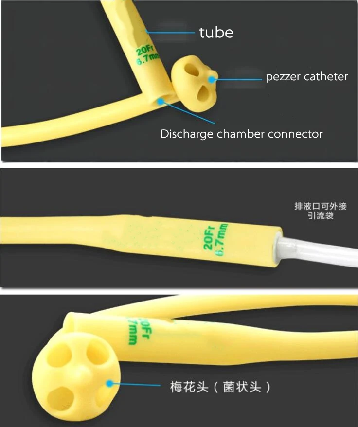 Catéter Pezzer de catéter Malecot unidireccional Fr6-Fr24 a la venta