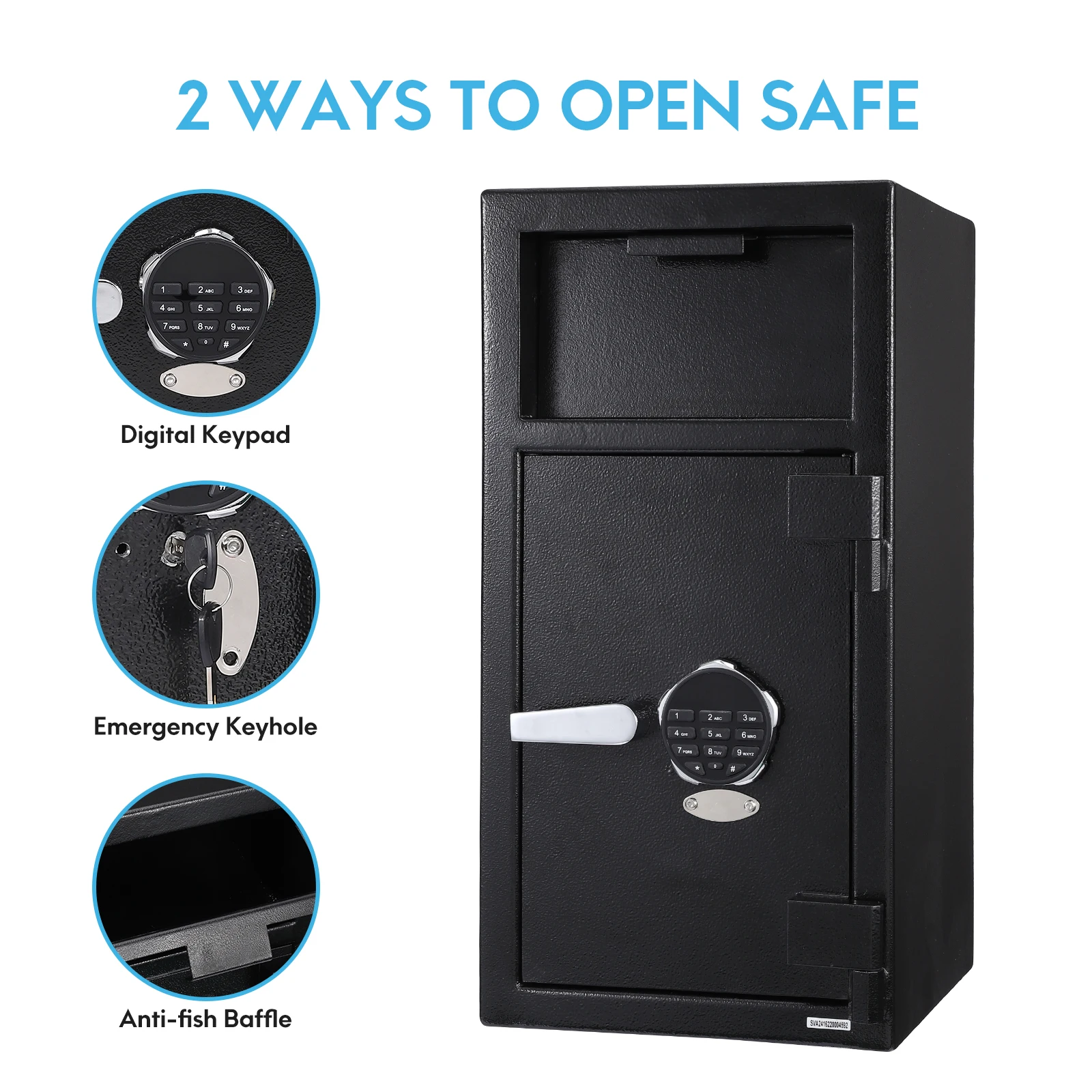 Depository Safe DS 68 Digital Depository Safe Box, Electronic Steel Safe with Keypad, Locking Drop Box with Slot, Metal Lock Box