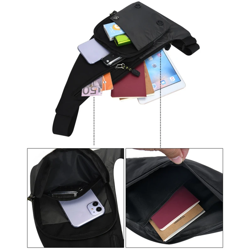 New Men Casual Waterproof Shoulder Bag Travel Sports Outdoor Fanny Pack Small Messenger Sling Chest Crossbody Bag For Male