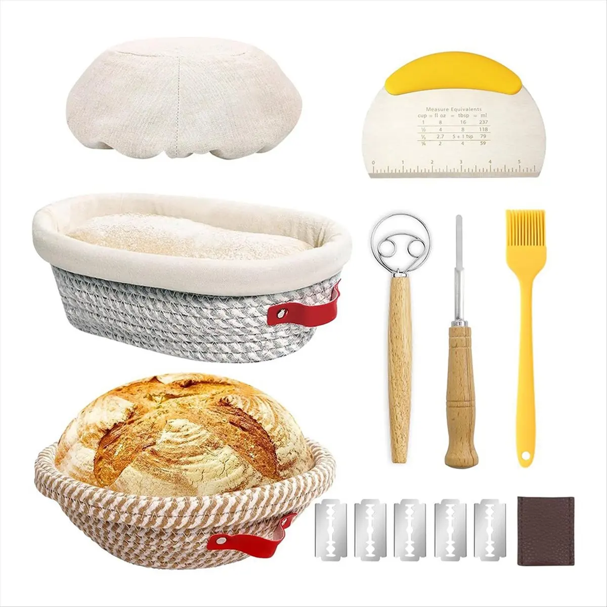 New Bread Proofing Basket ,Round & Oval Cotton Rope Sourdough Bread Baking Supplies Proofing Bowls with Liners & Covers