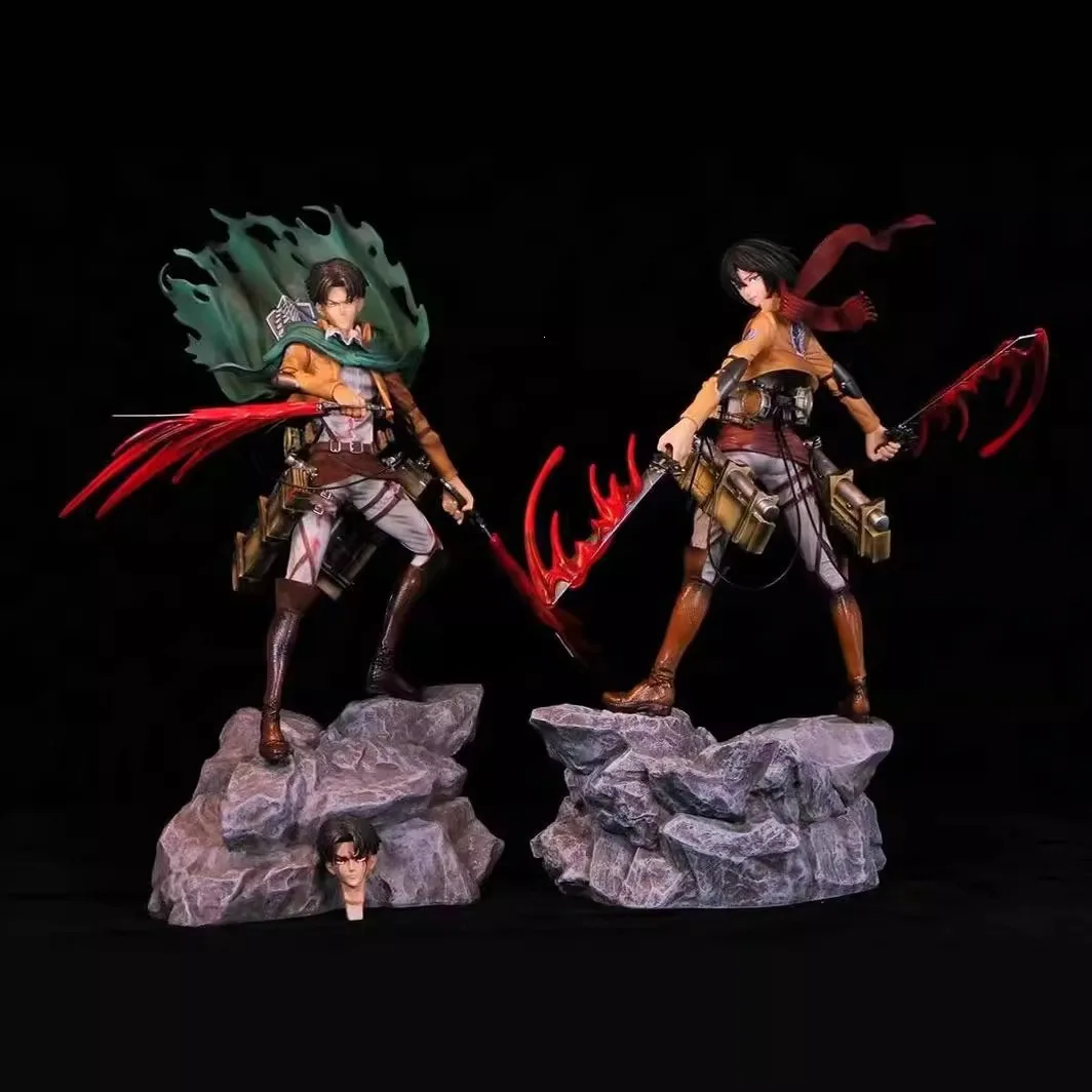 attack-on-titan-gk-figure-levi-ackerman-battle-damaged-mikasa-ackerman-double-head-sculpt-boxed-pvc-model-for-anime-collection