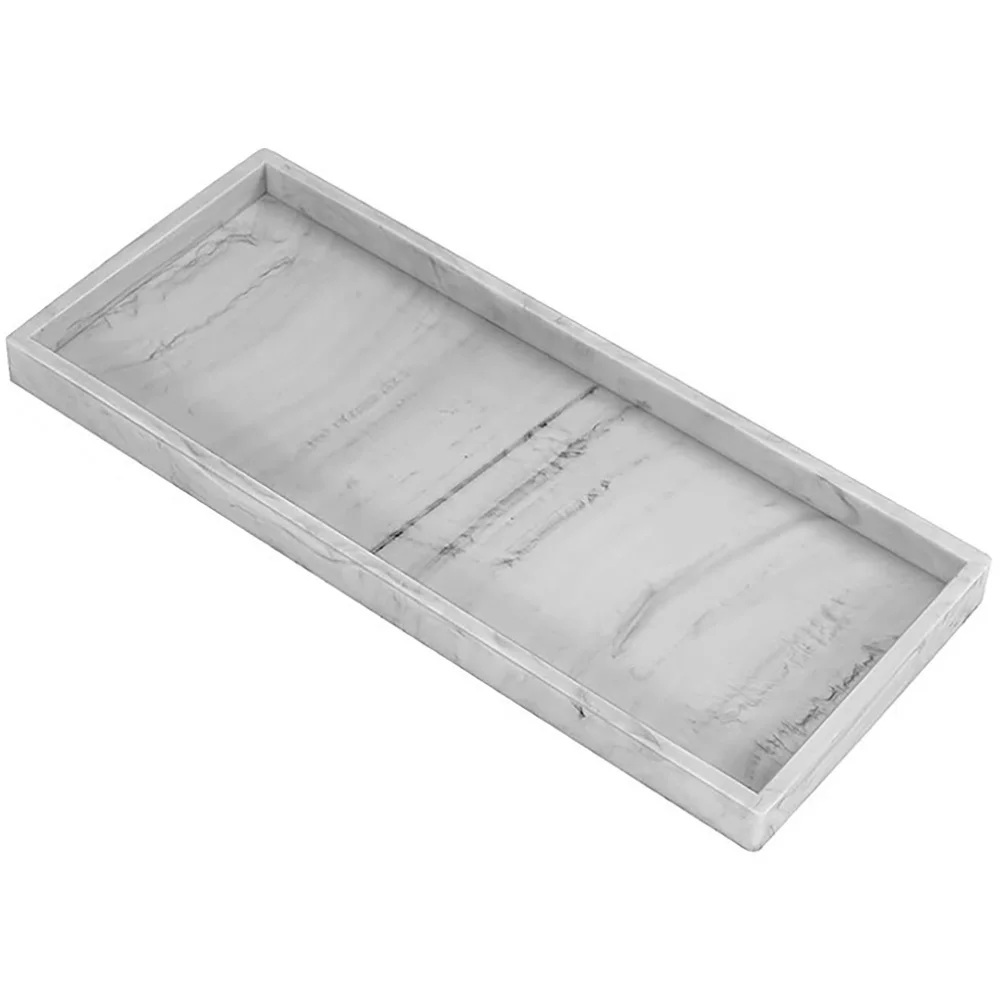 

Silicone Storage Tray Large Capacity Marble Pattern Non-Slip Countertop Organizer For Bathroom Kitchen Room