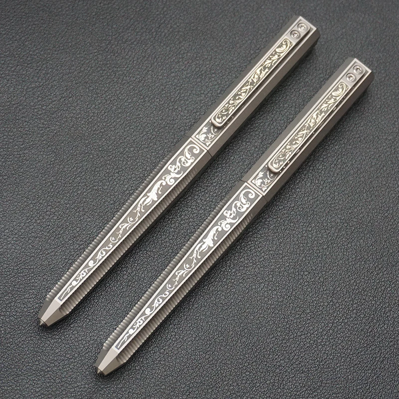 Titanium Alloy Finely Carved Ballpoint Pen, Premium EDC Outdoor Portable Pen, Men's Office And Tactical Business Signature Pen