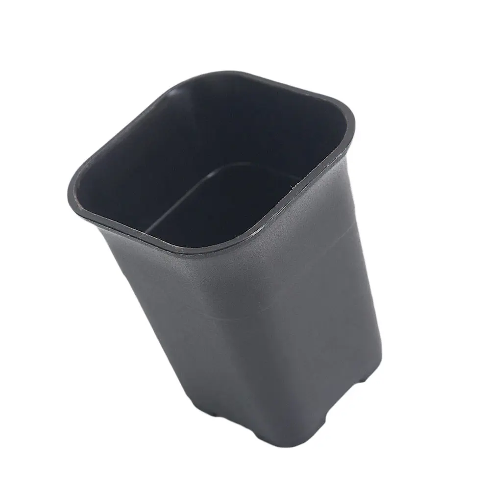 

Square Plastic Flower Pots 4 Pack Matte Finish Bonsai Plant Containers Drainage Holes Ventilation Slits for Succulents Orchids