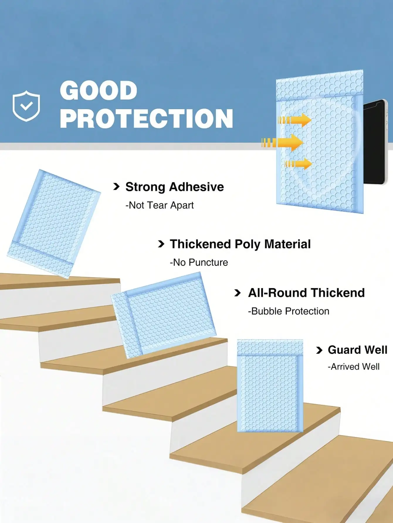 5/10/20pcs Thickened Bubble Mailers, Polyethylene Padded Waterproof Envelopes, Bubble Packaging For Mailing Advertisements, Waterproof Self-Adhesive Shipping Bags, Foil Glitter Fashion Shipping Envelopes, Packaging view 6