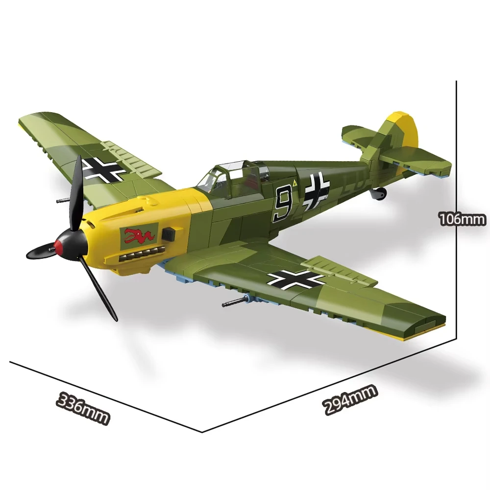 WWII Sowjet-Deutscher Propeller Kampfflugzeug Bausteine Set BF109-4 & Yak-1B & La-7 Flugzeugmodelle Ziegel Kinderspielzeug Geschenke