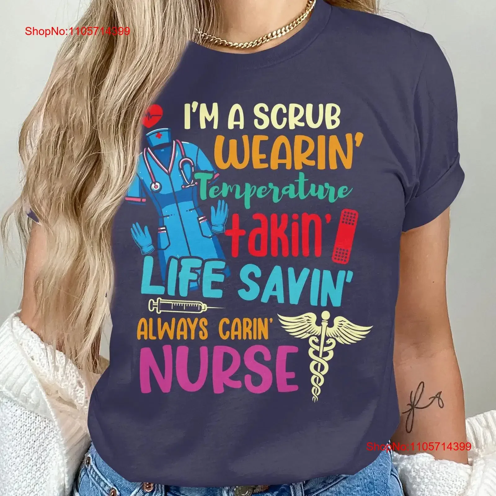 Nurse T Shirt for Nurses Women Caring appreciation perfect nursing student casual wear ER vintage Washed Stylish Slightly