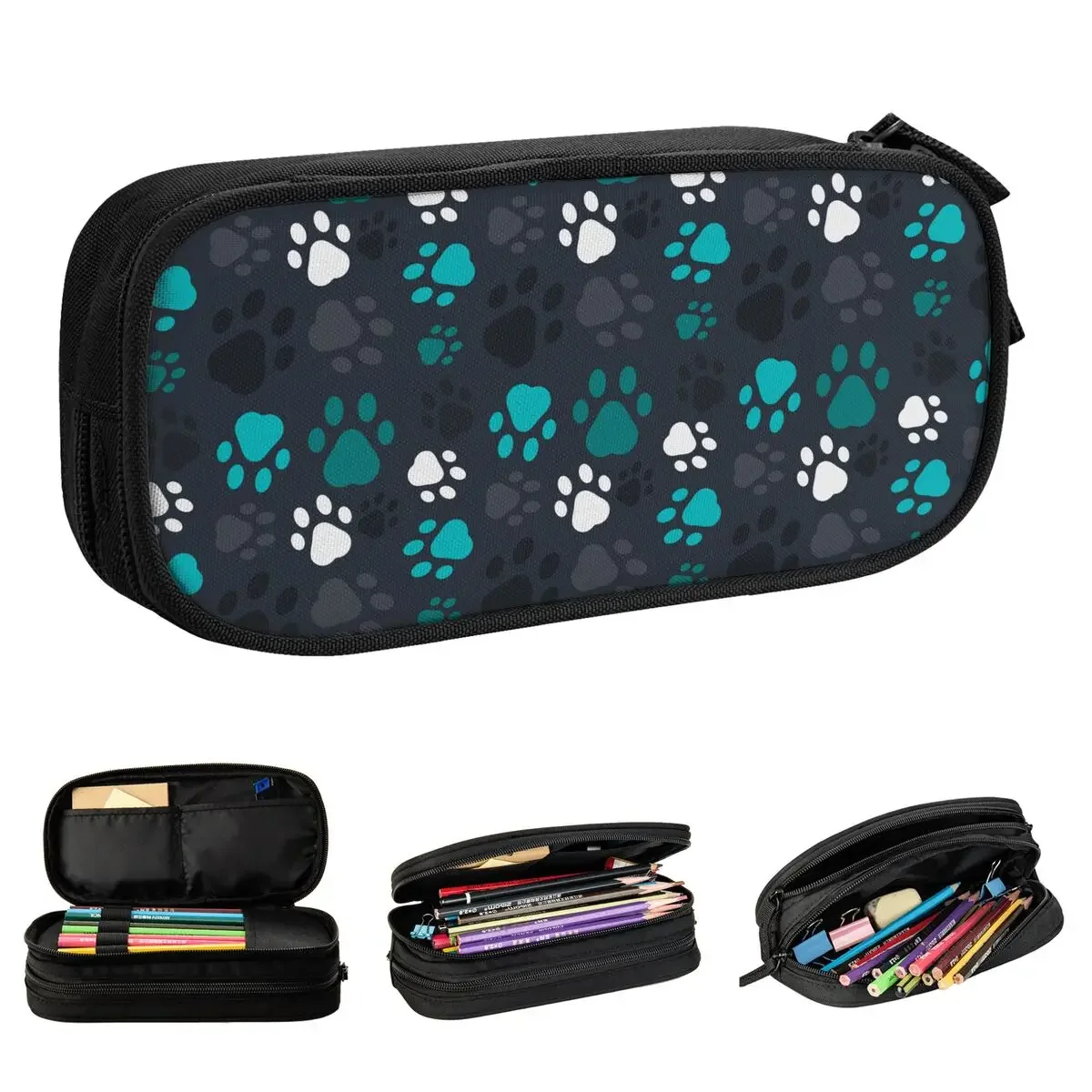 

Animal Footprints Dog Paw Pencil Case Lovely Pen Bag for Student Large Storage Students School Gift Pencil Pouch